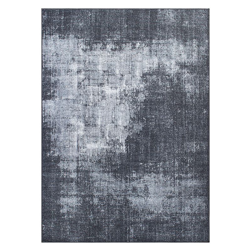 World Rug Gallery Contemporary Distressed Abstract Machine Washable Area Rug, Grey, 7.5X9.5 Ft