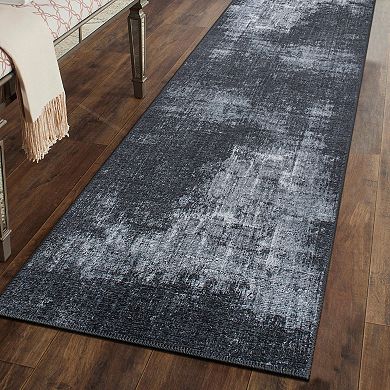 World Rug Gallery Contemporary Distressed Abstract Machine Washable Area Rug
