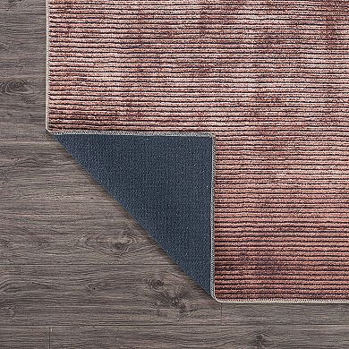 World Rug Gallery Contemporary Distressed Stripe Machine Washable Area Rug