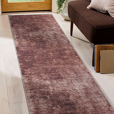 World Rug Gallery Contemporary Distressed Stripe Machine Washable Area Rug