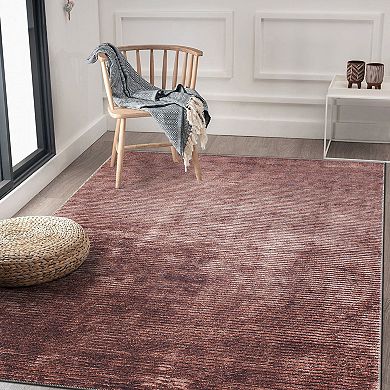 World Rug Gallery Contemporary Distressed Stripe Machine Washable Area Rug