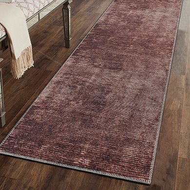 World Rug Gallery Contemporary Distressed Stripe Machine Washable Area Rug