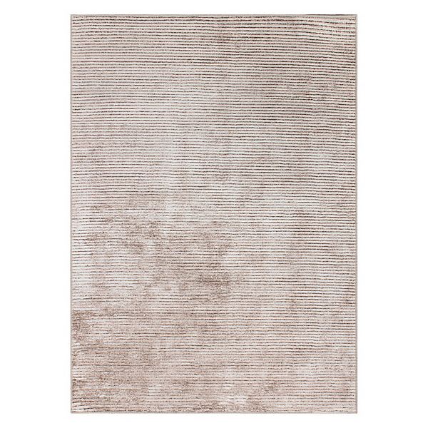 World Rug Gallery Contemporary Distressed Stripe Machine Washable 2'6"x10' Beige Runner Rug