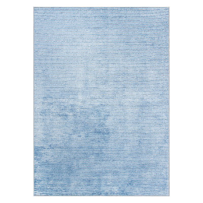 World Rug Gallery Contemporary Distressed Stripe Machine Washable Area Rug,