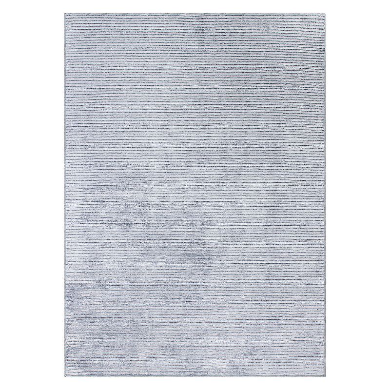 World Rug Gallery Contemporary Distressed Stripe Machine Washable Area Rug,