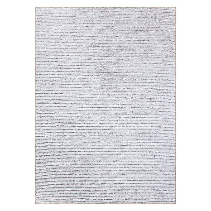 World Rug Gallery Contemporary Distressed Stripe Machine Washable Area Rug,