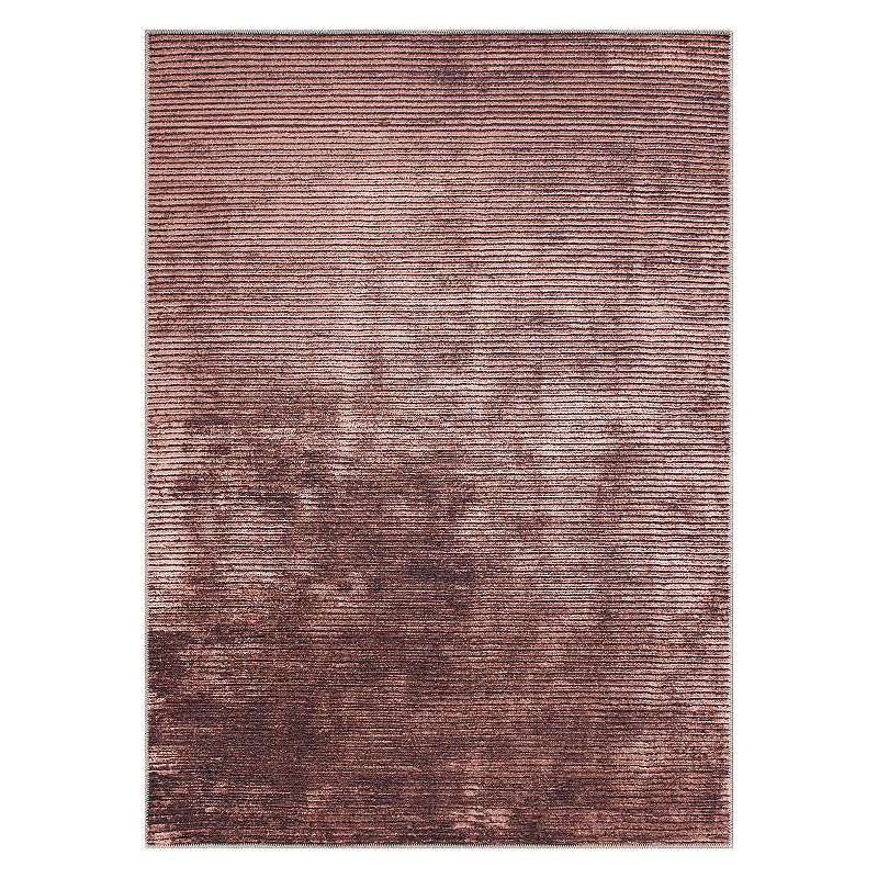 World Rug Gallery Contemporary Distressed Stripe Machine Washable Area Rug, Orange, 7.5X9.5 Ft