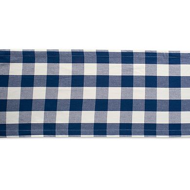 14" x 72" Navy Blue and Ivory Buffalo Checkered Pattern Rectangular Table Runner