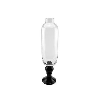 23.5" Clear and Jet Black Glass Pedestal Style Flower Vase