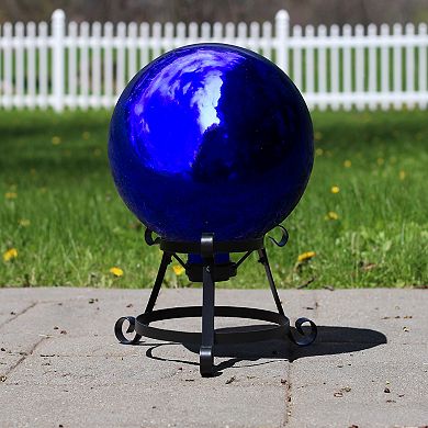 10" Blue Mirrored Glass Outdoor Garden Gazing Ball
