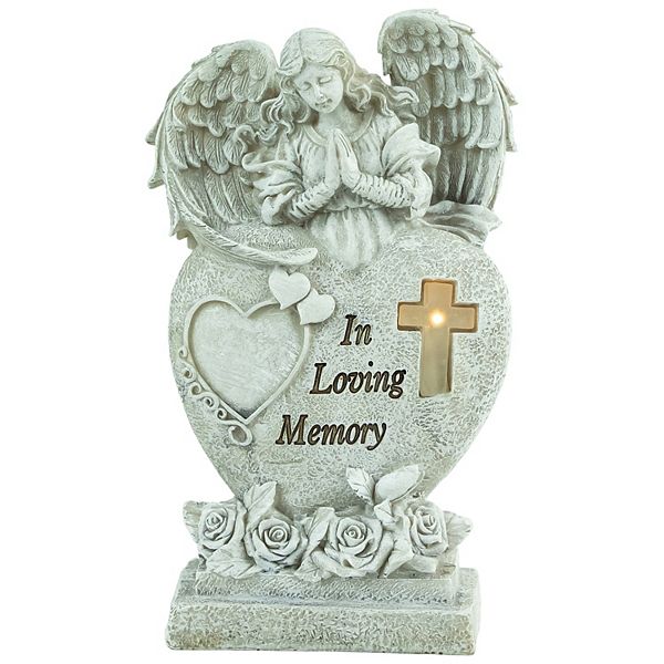 10" Solar LED Lighted Praying Angel "In Loving Memory" Outdoor Garden