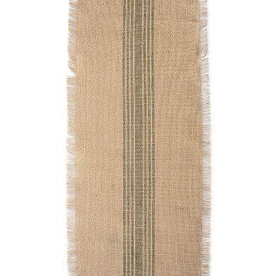 72" Beige and Green Striped Rectangular Table Runner