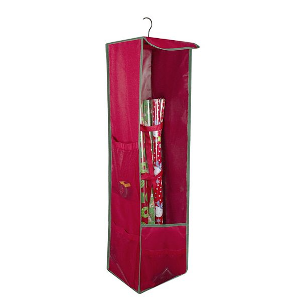36” Vertical Red and Green Hanging Christmas Decoration Organizer Storage Bag