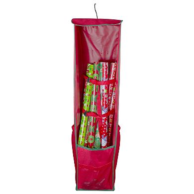 36” Vertical Red and Green Hanging Christmas Decoration Organizer Storage Bag