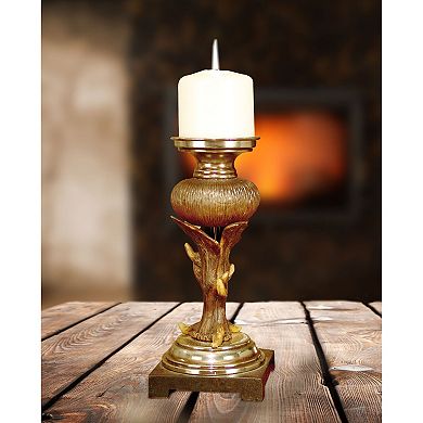 10" Rustic Gold Contemporary Pillar Candle Holder