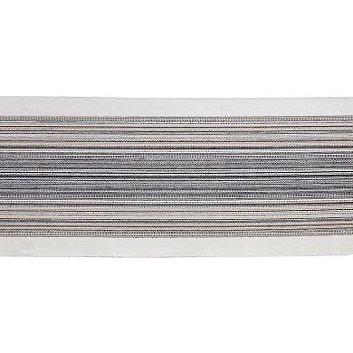108" Table Runner with Fringed Black Stripes Design