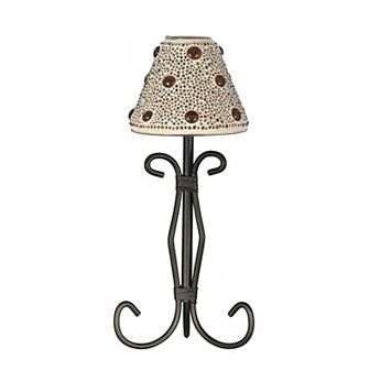 12" Brown and Black Bead Jewel Glass Votive Candle Holder