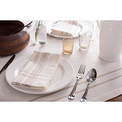 White French Striped Chambray Round Tablecloth 70"