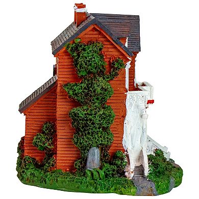 4.5" Red and White LED lighted Colonial House Christmas Village Decoration