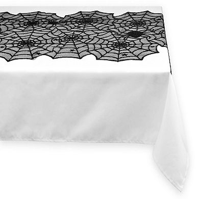 72" Gray and Black  Oval Halloween Themed Table Runner
