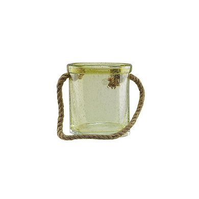 6.5" Lemonade Yellow Hand-blown Bubble Glass Outdoor Hurricane Candle Holder