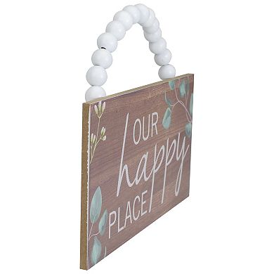 Beaded Hanger "Our Happy Place" Wall Plaque Art Decor 7.75"