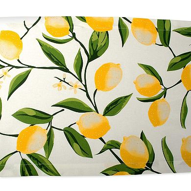 108" Green and Yellow Lemon Printed Rectangular Table Runner