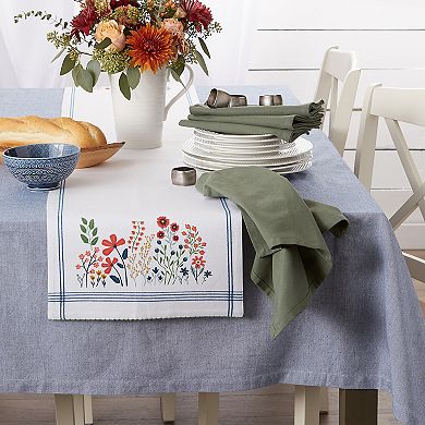 108" Table Runner with Embellished Flower Garden Design