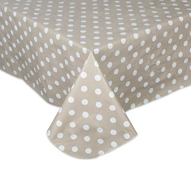 84" Beige and White Polka Dot Rectangular Tablecloth