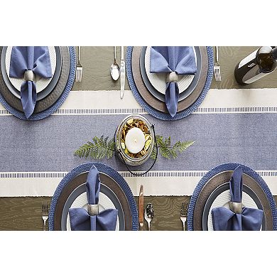 13" x 72" Blue and White Dobby Striped Rectangular Table Runner