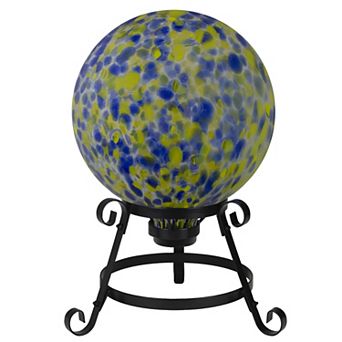10" Yellow and Blue Outdoor Patio Garden Gazing Ball