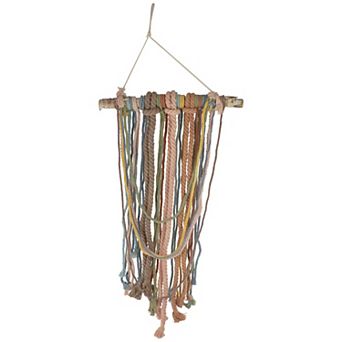 31" Rustic Knotted Rope Shade on Birch Branch Wall Art Decoration