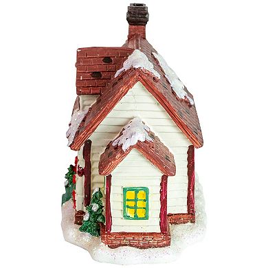 6.5" White LED Lighted Cottage House Christmas Village Decoration