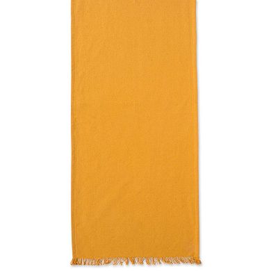 Set of 6 Pumpkin Yellow Rectangular Table Runners with Fringed Border 72"
