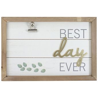 Framed "Best Day Ever" with Photo Clip Wall Art 11.75"
