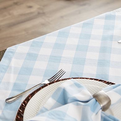 52" Cotton Tablecloth with Pastel Blue Checkered Design