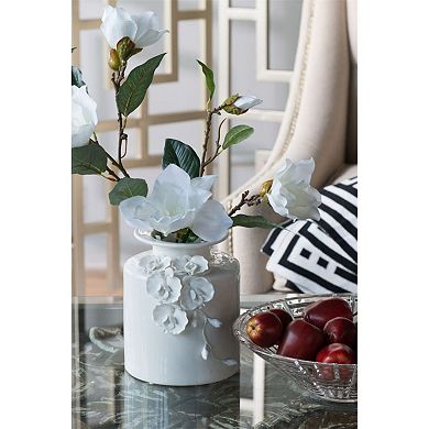8.75" Milky White Glossy Finish Seaford Floral Pot Vase