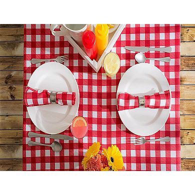 Red and White Checkered Pattern Square Tablecloth 52"