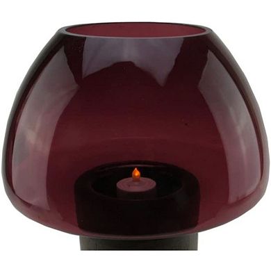 9.75" Purple and Black Transparent Byzantium Candle Holder with Base