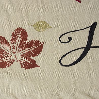 Ivory Rustic Leaves Printed Round Tablecloth 70"