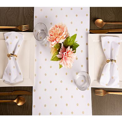 72" White and Gold Rectangular Polka Dot Table Runner