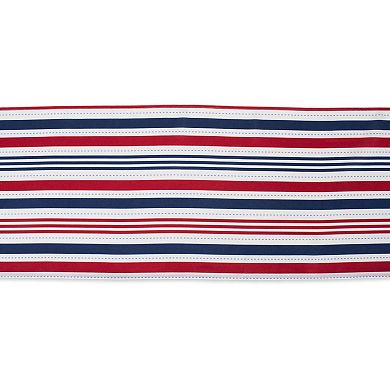 108" Red and Blue Patriotic Striped Rectangular Outdoor Table Runner