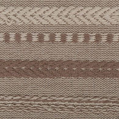 72" Brown Braided Stripe Rectangular Table Runner with Tassel Knots