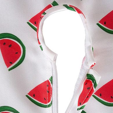 60" Zippered Round Outdoor Tablecloth with Watermelon Print Design