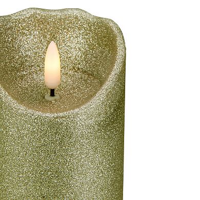 6" LED Gold Glitter Flameless Christmas Decor Candle