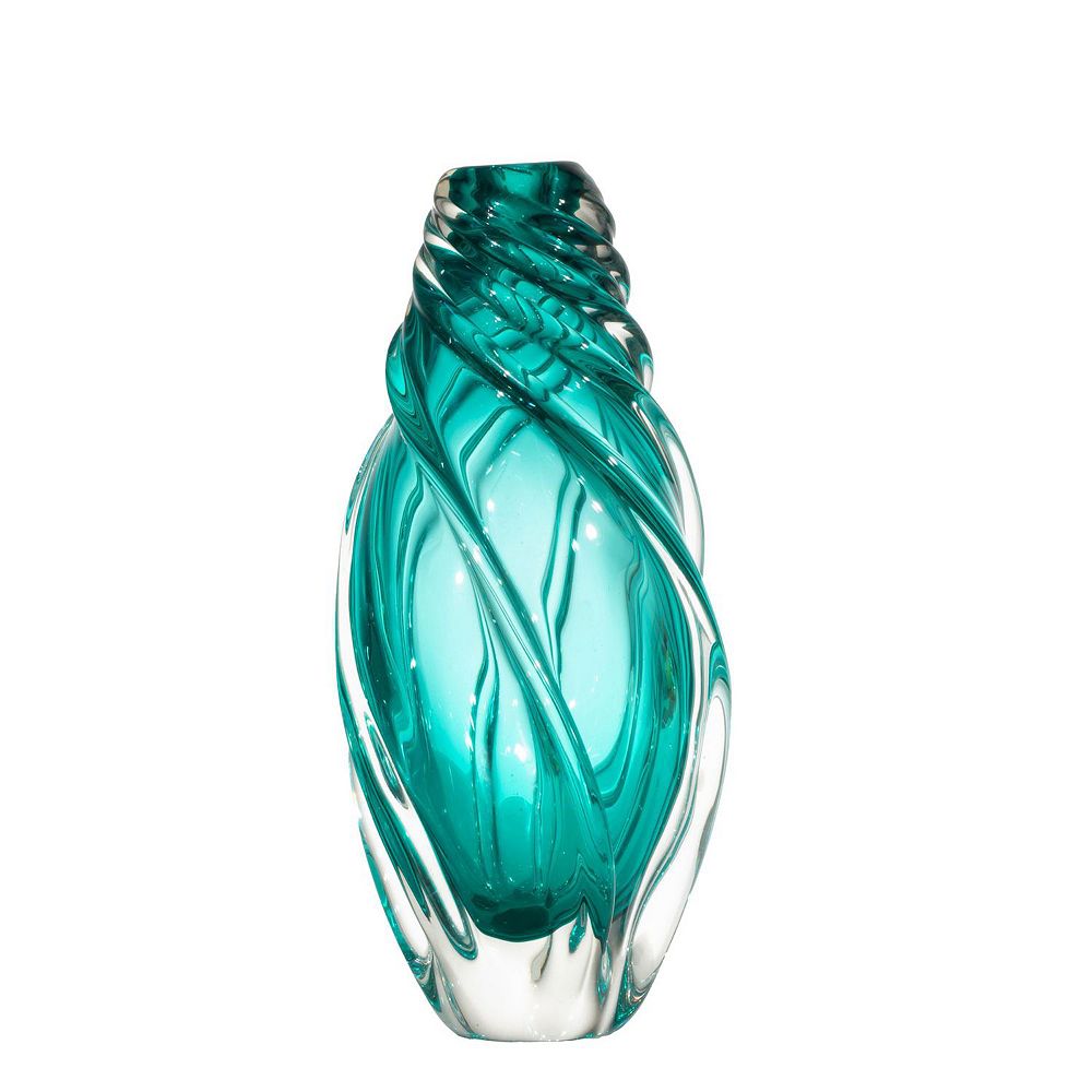 Clear Glass Swirl Design Vase 13.5x20cm