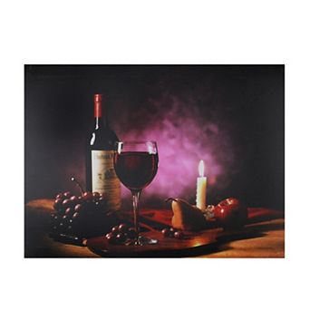 Purple LED Lighted Flickering Wine and Candle Wall Art 11.75" x 15.75"