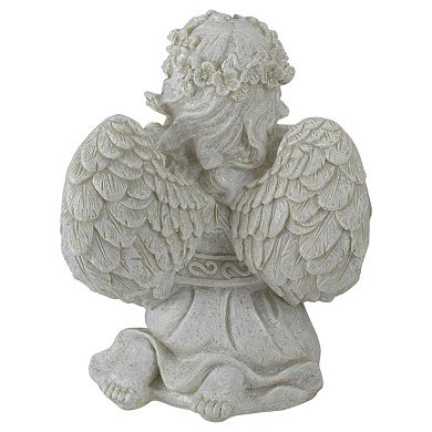 6.75" Praying Angel with Cross Outdoor Garden Statue