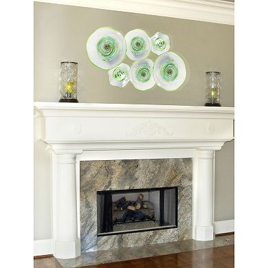 White and Green Contemporary Cavalier Glass Wall Art Decor 12"