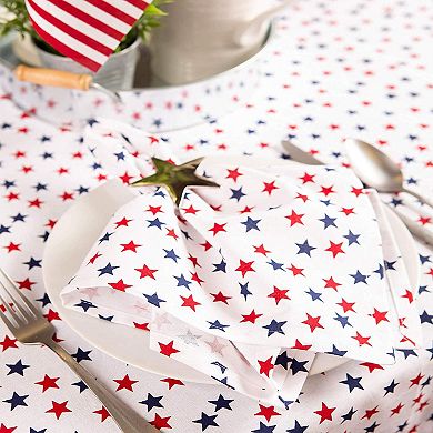 70" White and Blue American Stars Printed Round Outdoor Tablecloth